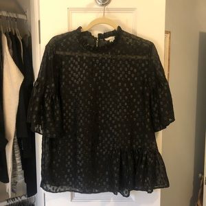Black spotted ruffle top